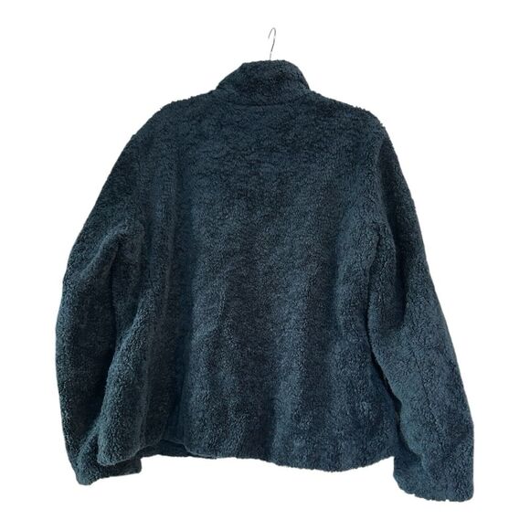Pendleton Womens Sz XL Fuzzy Zip Jacket Sherpa Teddy Fleece Blue Distressed - Picture 6 of 10